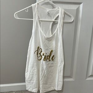 White Tank Top with Gold 'Bride' Print
